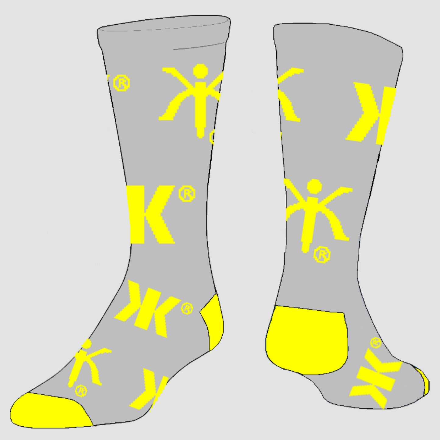 Grey/Yellow Logo Socks