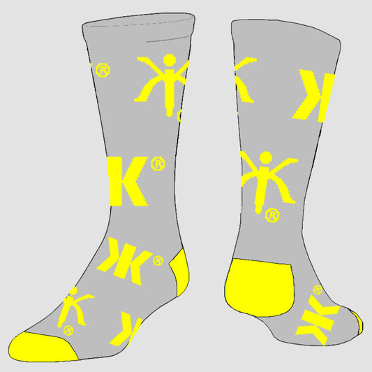 Grey/Yellow Logo Socks
