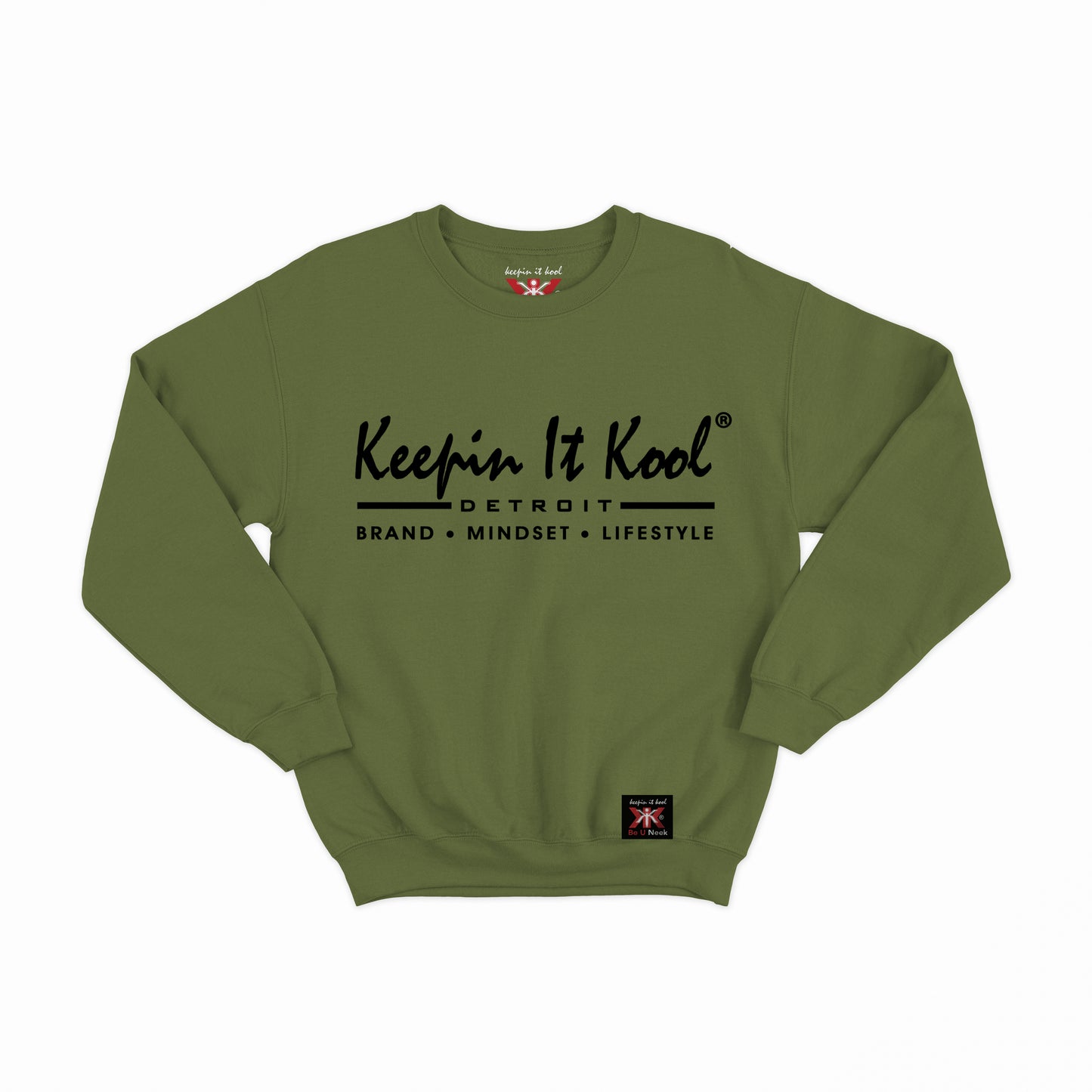Detroit B.M.L. Green Crewneck/Black Text